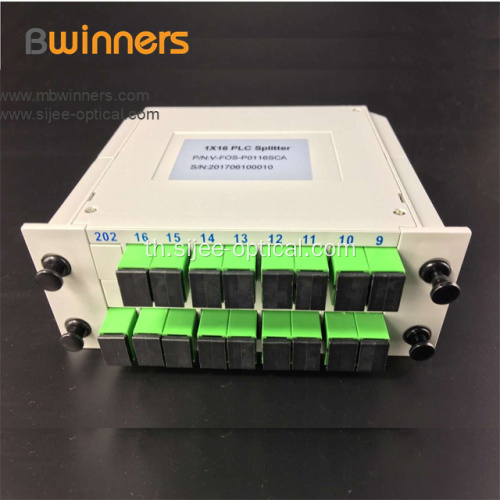 Plc ตัวแยกไฟเบอร์ออปติกพร้อม 1X16 Sc / Apc Green Connector